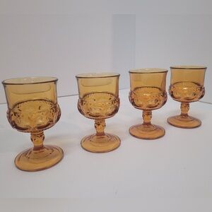 Vintage Indiana Glass Amber Goblets 4